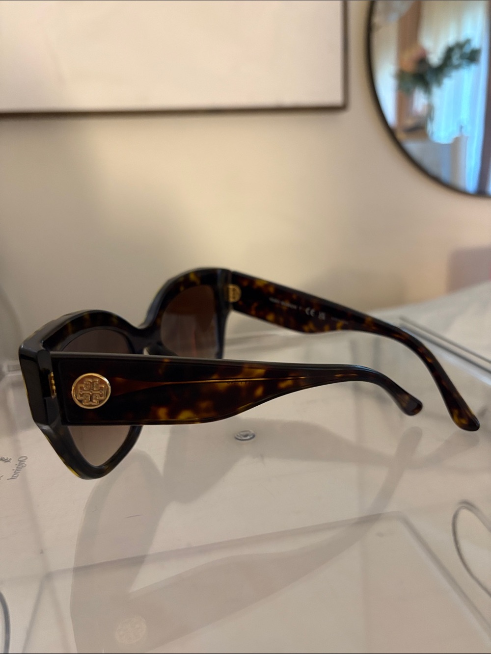 Tory Burch Tortoiseshell Cat-Eye Sunglasses with Brown Gradient Lenses - Picture 2 of 2
